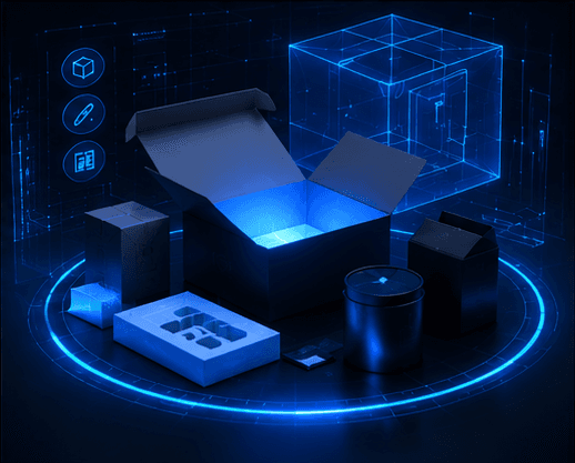 Illustration of packaging materials and size customization